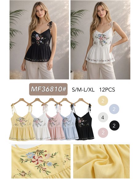 Floral embroidered peplum top