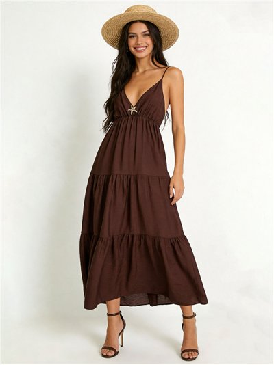 Langes, trägerloses Kleid mit Seesternverzierungen