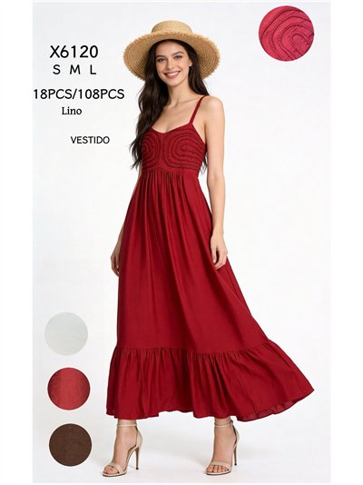Vestido largo de tirantes con cuerpo bordado 2