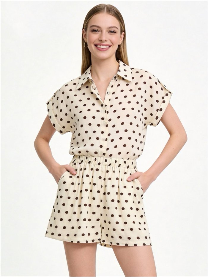 Ensemble chemisier et short à pois