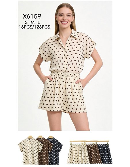 Ensemble chemisier et short à pois