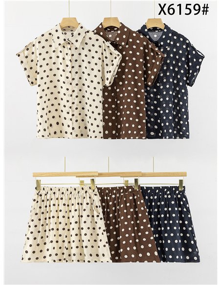 Ensemble chemisier et short à pois