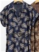 Vestido camisero midi estampado hojas con cinturón