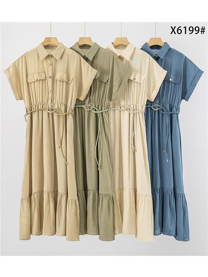 Vestido camisero midi con cinturón