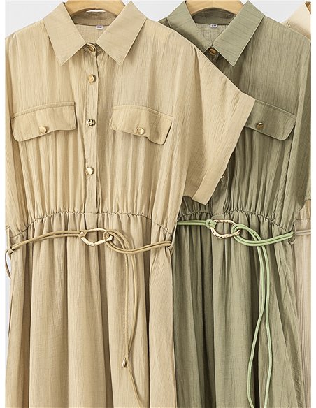 Vestido camisero midi con cinturón