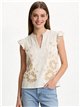 Blusa sin mangas bordada floral con volante