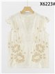 Blusa sin mangas bordada floral con volante