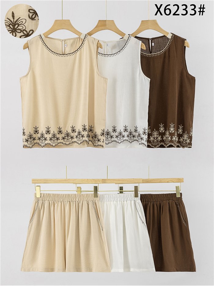 Conjunto top bordado y short