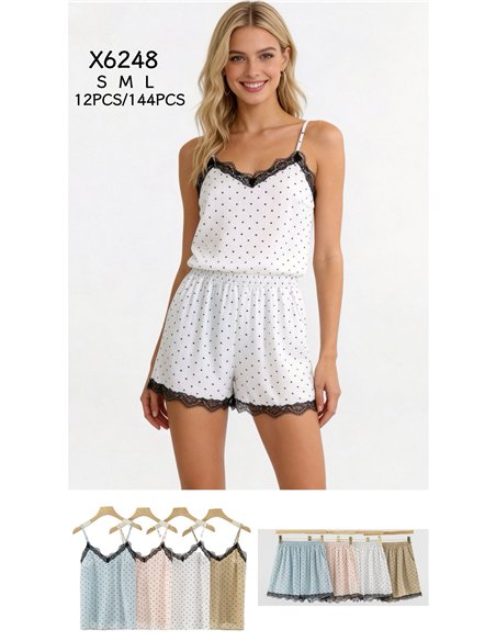 Conjunto top lencero de lunares y short