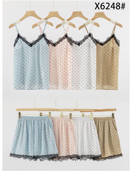 Conjunto top lencero de lunares y short