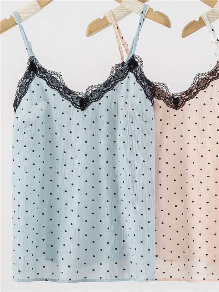 Conjunto top lencero de lunares y short