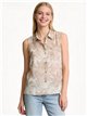 Blusa sin mangas estampado hojas tropicales con strass