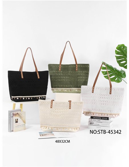 Bolso shopper de crochet con conchas