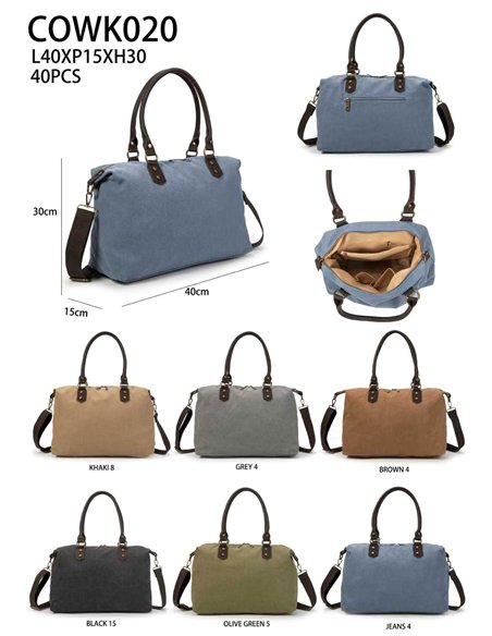 Borsa da bowling in tela stile weekend