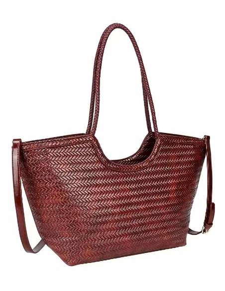 Bolso shopper trenzado efecto piel