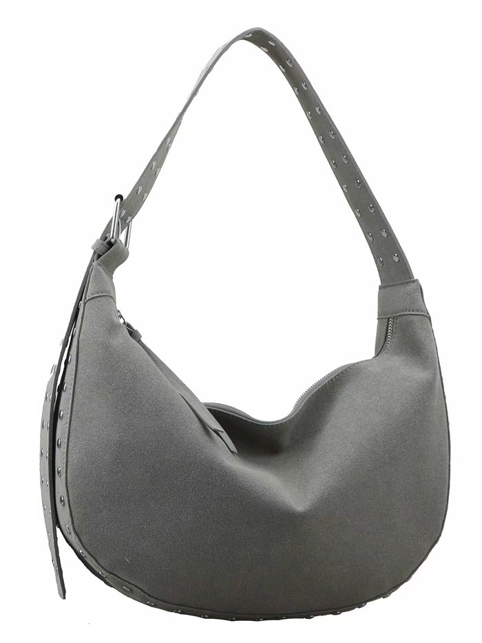 Bolso hobo media luna efecto ante con asa regulable