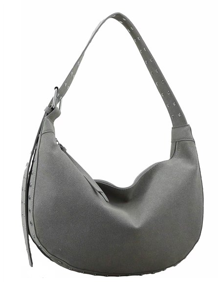Bolso hobo media luna efecto ante con asa regulable