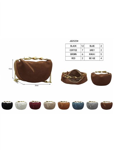 Bolso media luna efecto ante con asa joya