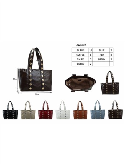 Bolso shopper brillante con tachas maxi