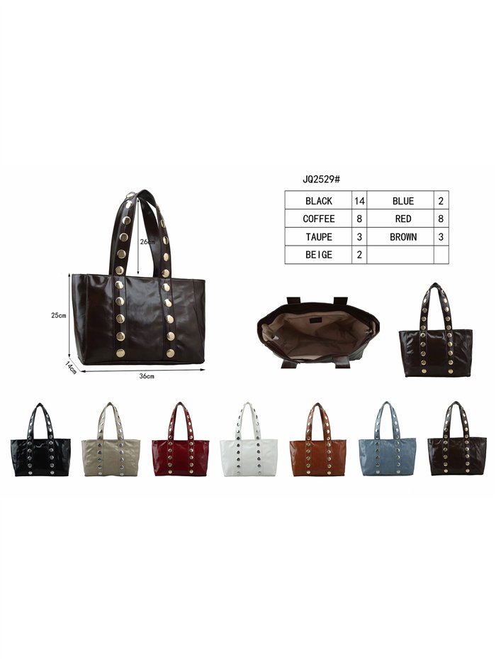 Bolso shopper brillante con tachas maxi