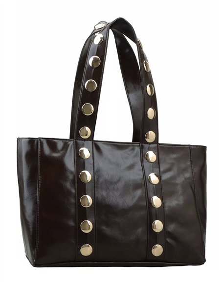 Bolso shopper brillante con tachas maxi