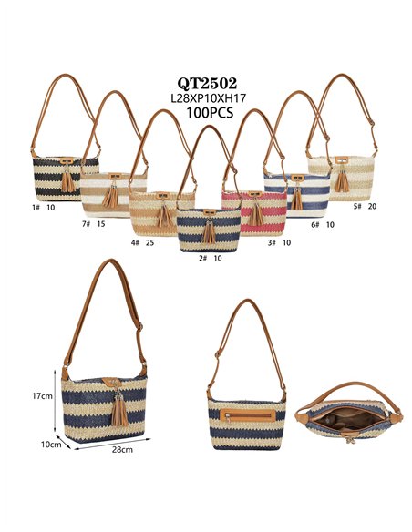 Bolso bandolera de rafia rayas