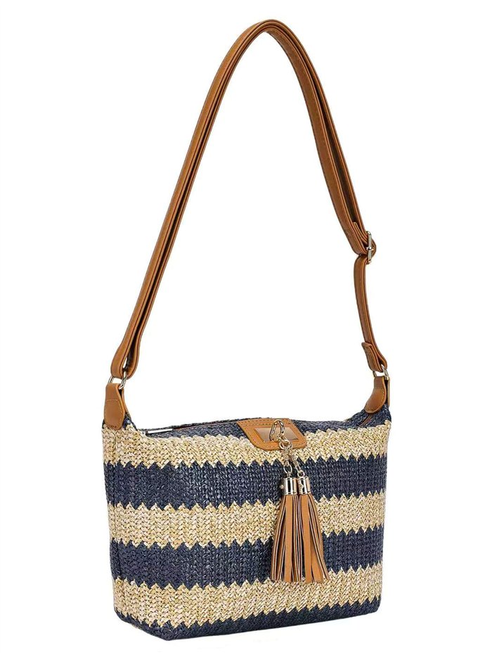 Bolso bandolera de rafia rayas