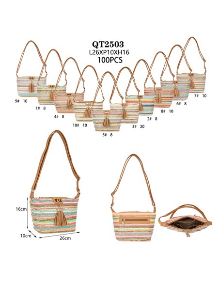 Bolso bandolera de rafia multicolor