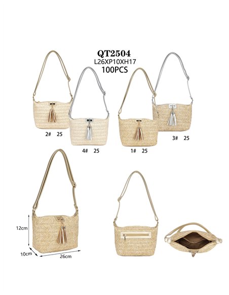 Bolso bandolera de rafia con borlas