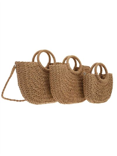 Ensemble de 3 sacs en raphia avec anse ronde 2