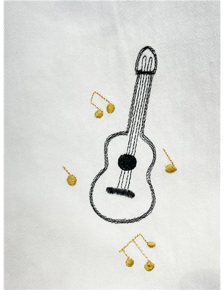 Jeans rectos blancos bordado marino