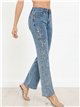 Jeans rectos bordado floral lateral
