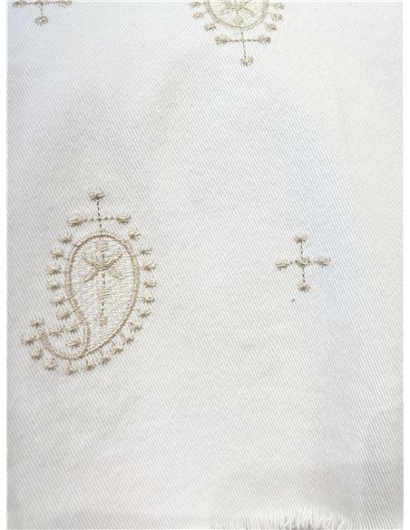 Jeans rectos blancos bordado cachemir