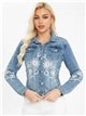 Chaqueta denim bordado floral
