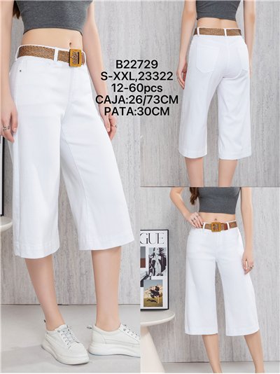 Jeans culotte blanca con cinturón 2