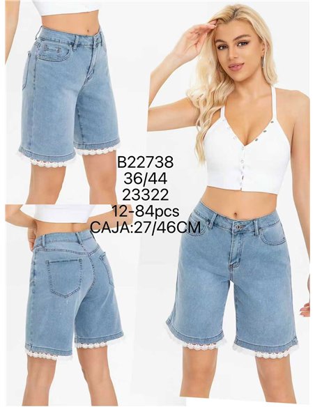 Bermuda denim con puntilla