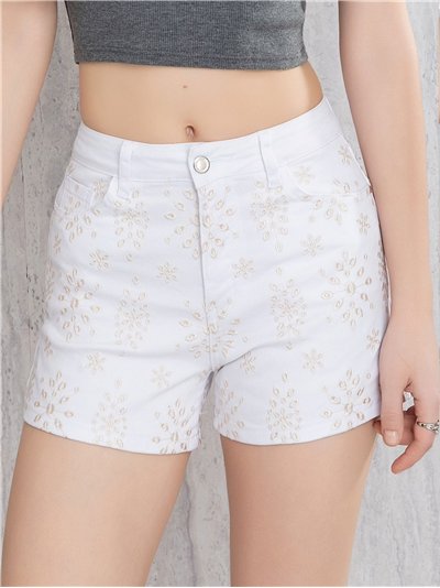 Short blanco bordado