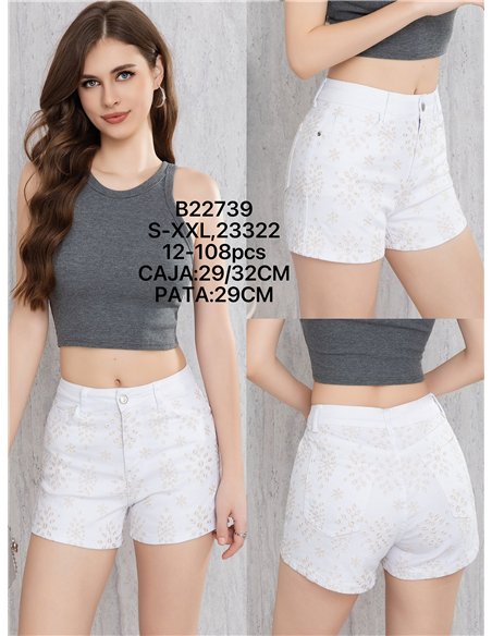 Short blanco bordado