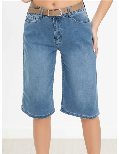 Bermuda denim larga con cinturón