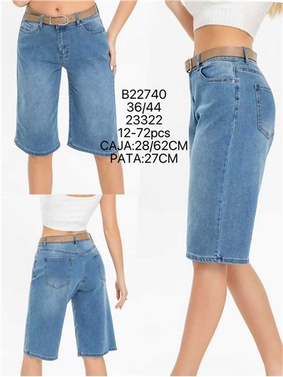 Bermuda denim larga con cinturón 2