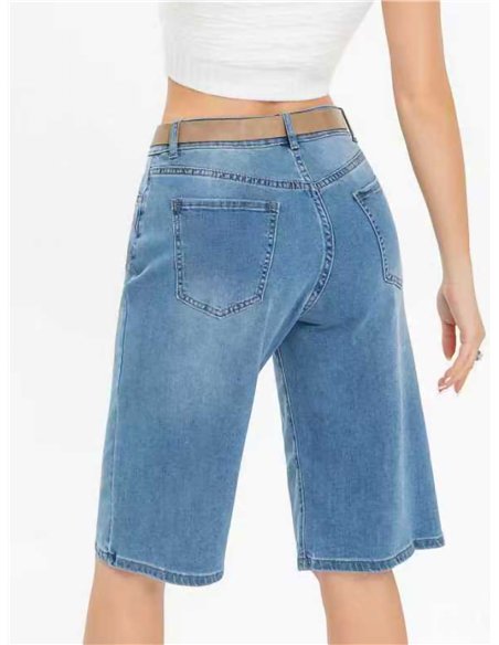 Bermuda denim larga con cinturón
