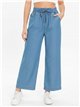 Pantalón denim ancho con cordón
