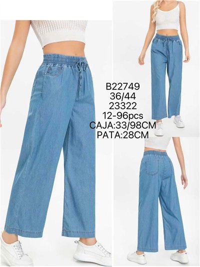 Pantalón denim ancho con cordón 2