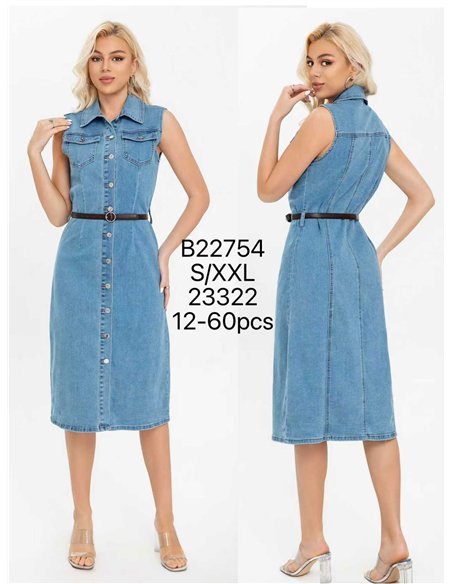 Belted midi denim shirt dress