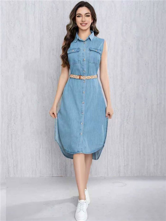 Vestido camisero denim midi