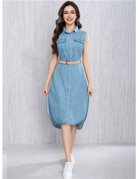 Vestido camisero denim midi