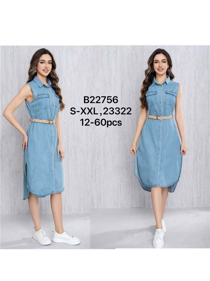 Vestido camisero denim midi