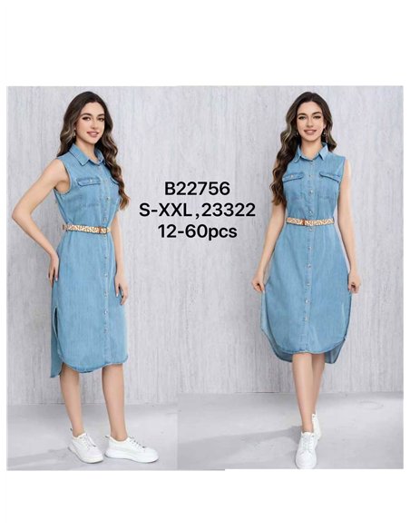 Vestido camisero denim midi