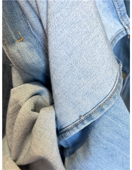 Vestido camisero denim midi con abertura