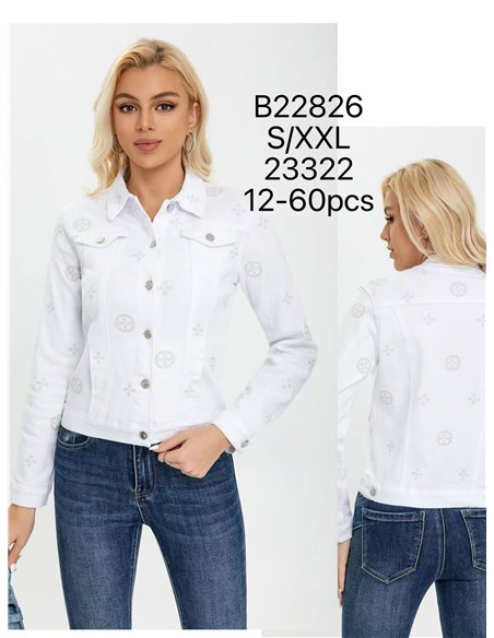 Chaqueta denim blanca bordada